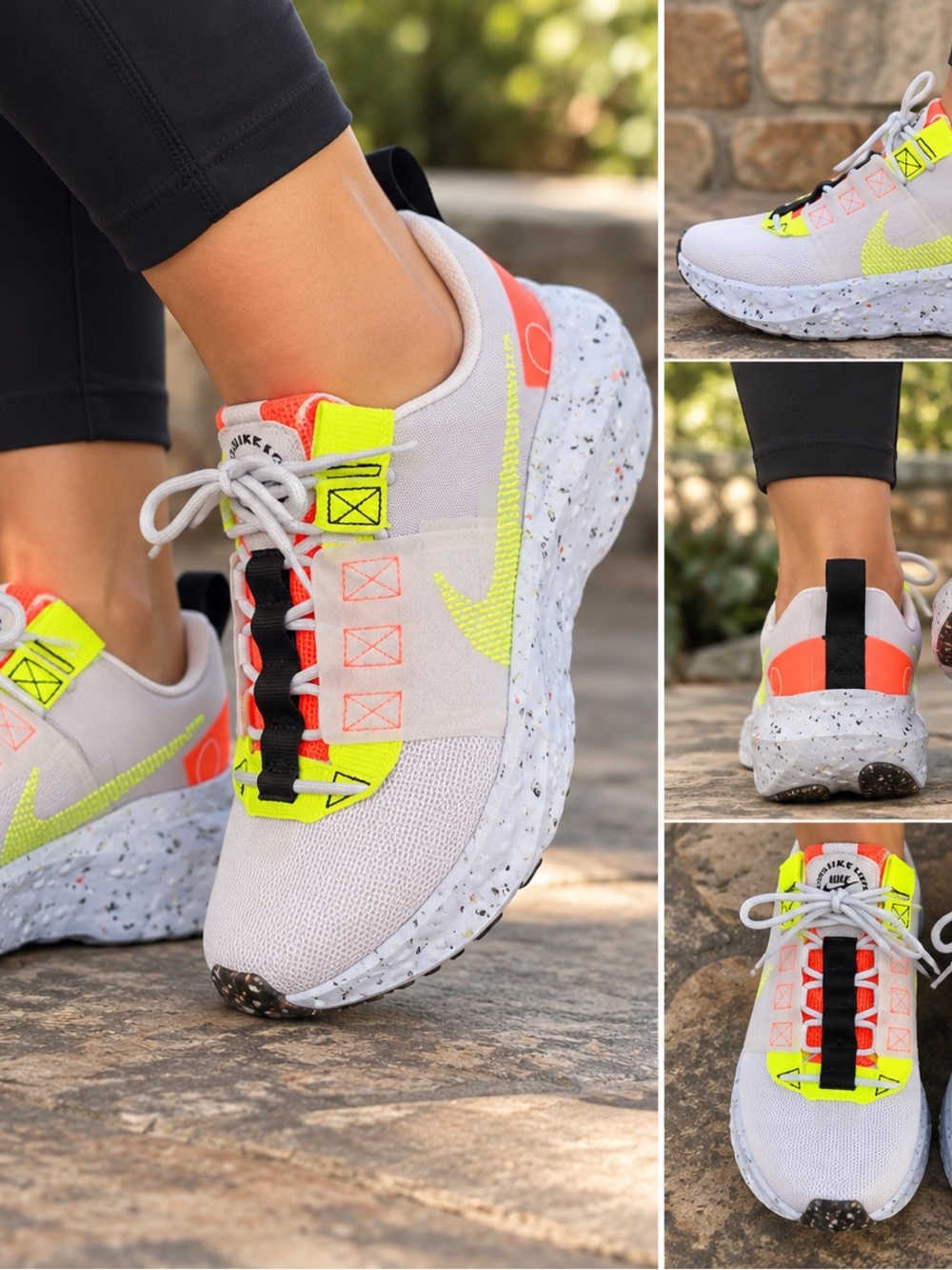 Nike Crater Impact Sneakers Women’s 9 Grey Volt Orange CW2386-002 Athletic